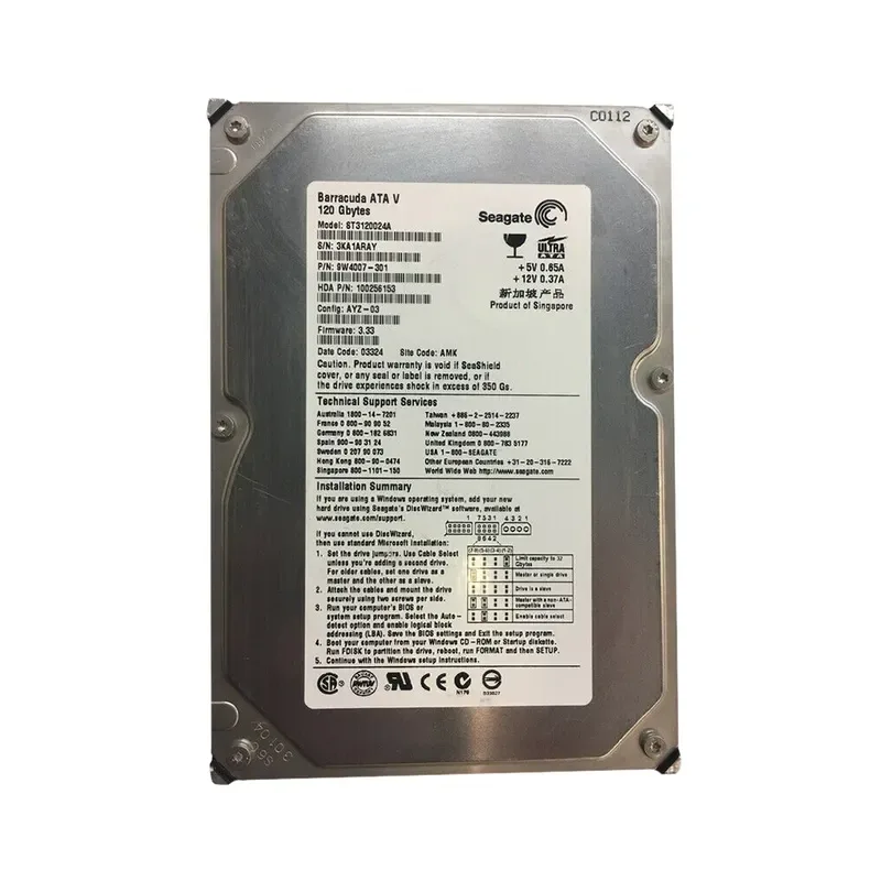 9W4007-301 - Seagate BarraCuda 120GB 7200RPM IDE Ultra ATA/100 (ATA-6) 8MB Cache 3.5-inch Hard Drive