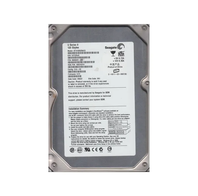 9W6023-260 - Seagate U9 CE 120GB 7200RPM ATA-100 2MB Cache 3.5-inch Hard Drive