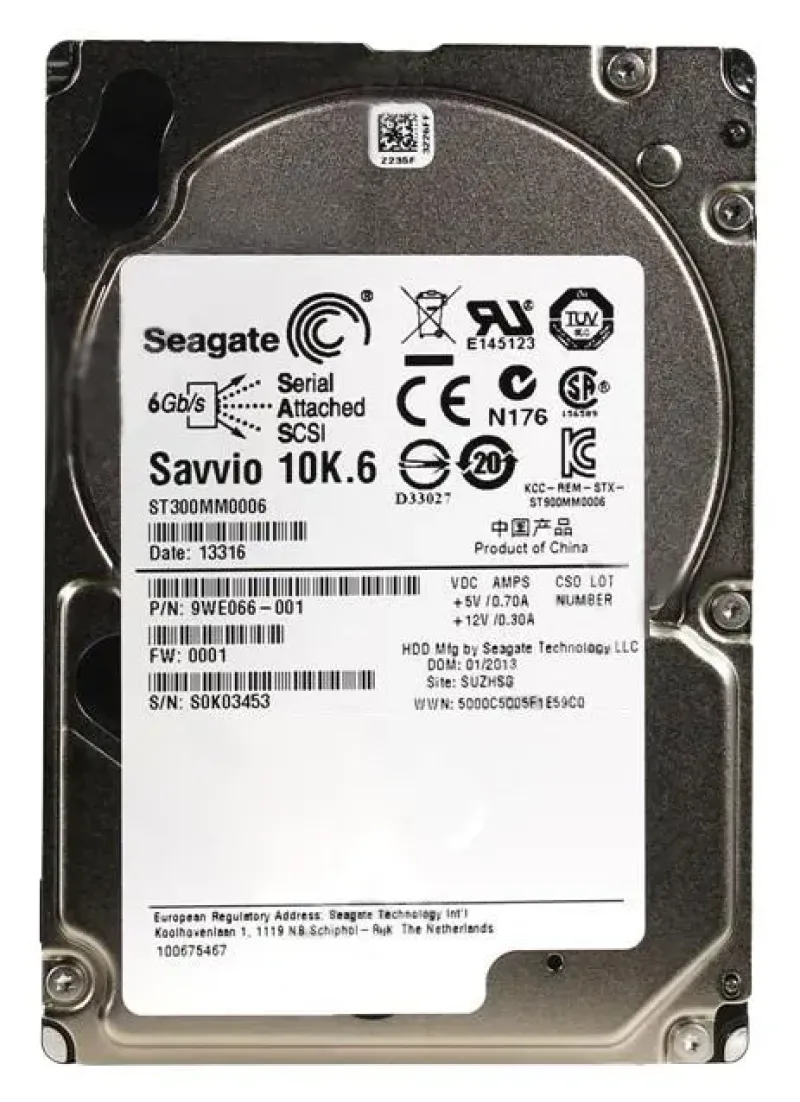 9WE066-001 - Seagate Savvio 10K.6 300GB 10000RPM SAS 6Gb/s 64MB Cache (CE) 2.5-inch Hard Drive