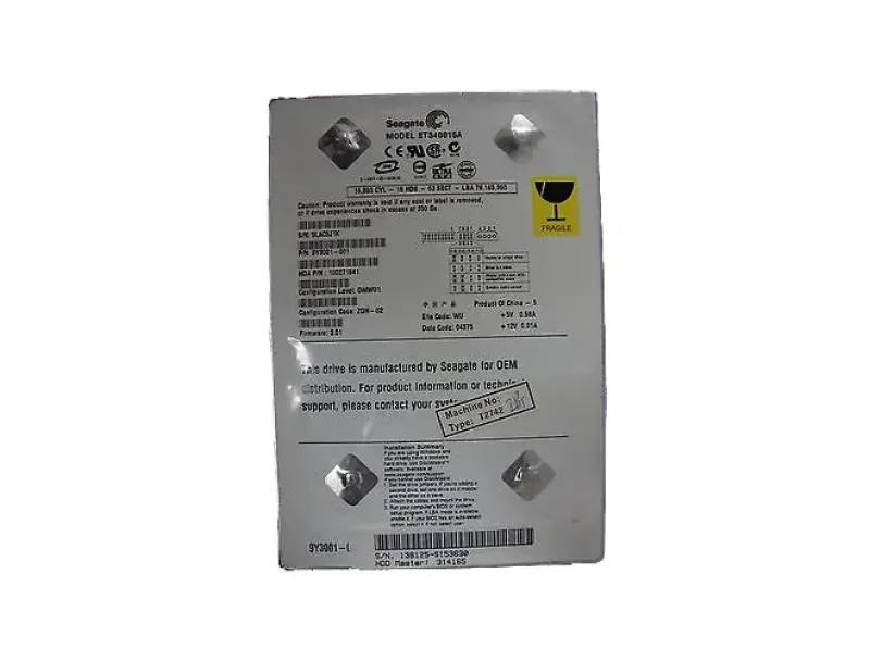 9Y3001-001 - Seagate BarraCuda 5400.1 40GB 5400RPM IDE Ultra ATA/100 (ATA-6) 2MB Cache (CE) 3.5-inch Hard Drive