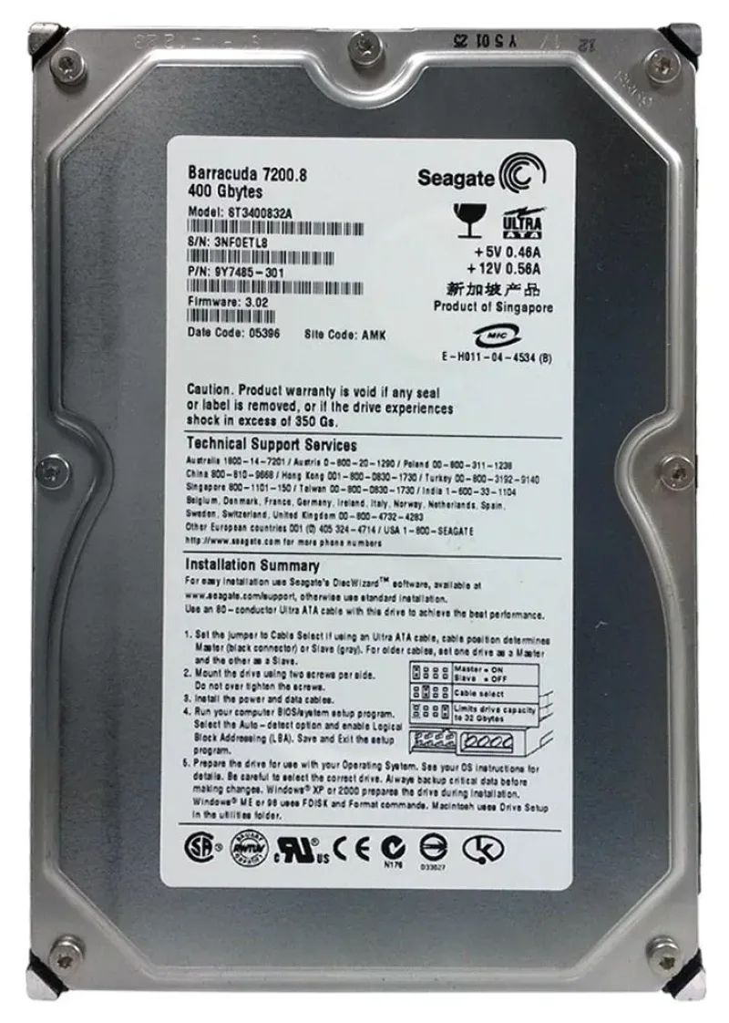 9Y7485-301 - Seagate 400GB 7200RPM ATA-100 3.5-inch Hard Drive