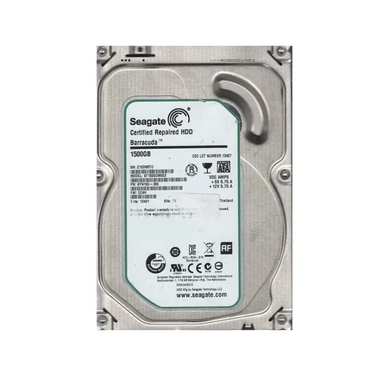 9YN16G-306 - Seagate BarraCuda 7200.14 1.5TB 7200RPM SATA 6Gb/s 64MB Cache 3.5-inch Hard Drive
