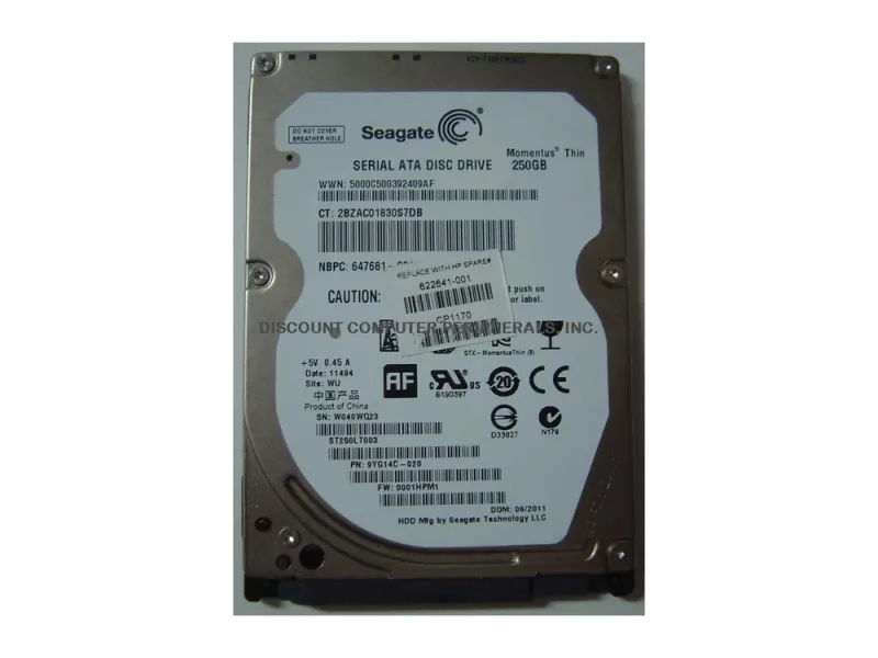 9ZV14C-500 - Seagate Momentus Thin 250GB 7200RPM SATA 3Gb/s 16MB Cache 2.5-inch Hard Drive