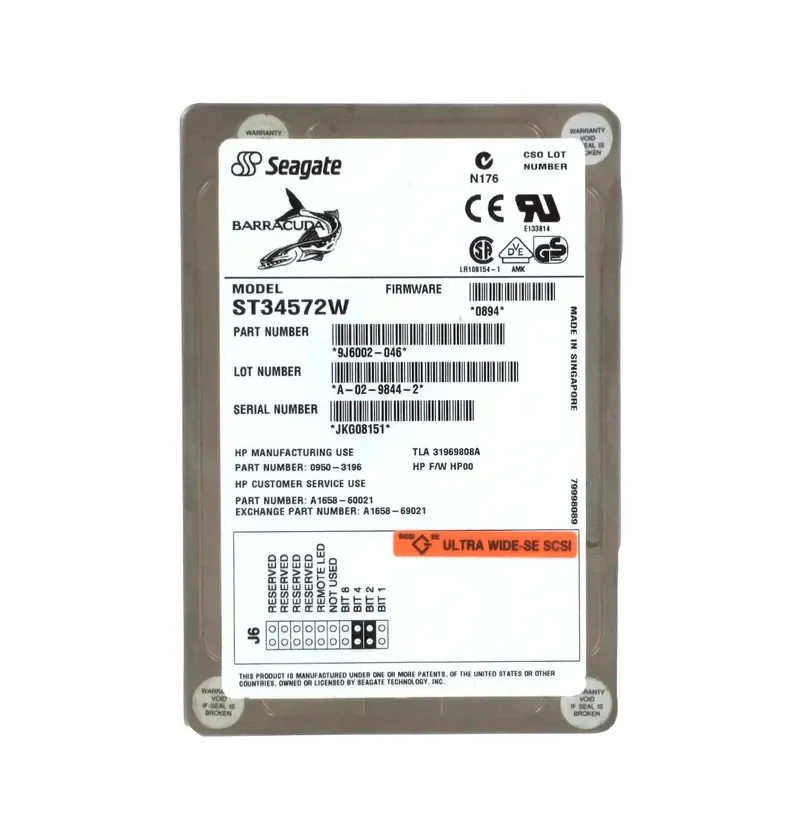A1658-60021 - HP 4GB 7200RPM Ultra Wide SCSI 3.5-inch 68 pin Hard Drive