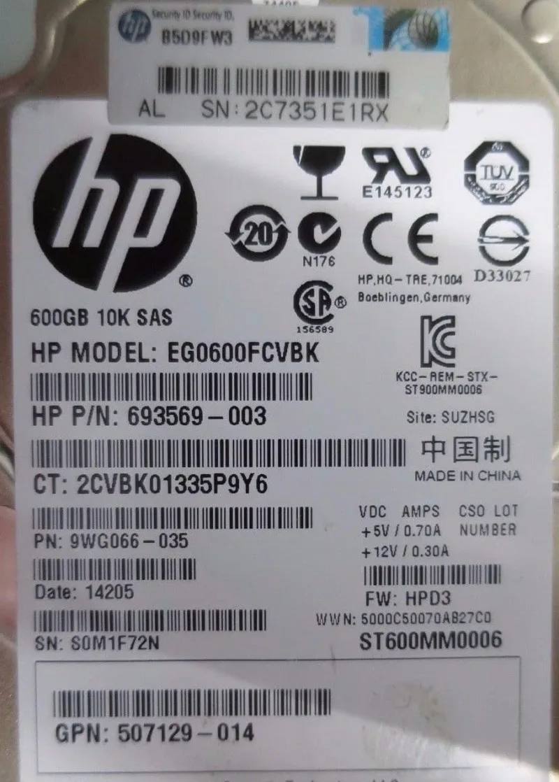 A2Z21AA - HP 600GB 10000RPM SAS 6GB/s Hot Swap Dual Port 2.5-inch Hard Drive