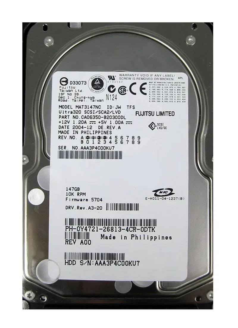 A3C40048253 - Fujitsu 147GB 10000RPM Ultra-320 SCSI 80-Pin Hot-Pluggable 3.5-inch Hard Disk Drive