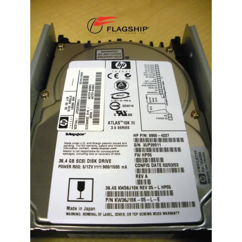 HP A6060A/FRB 36.4GB 10000RPM SCSI Wide Ultra-160 Low Profile Non Hot-Plug 68-Pin 3.5-inch Hard Drive