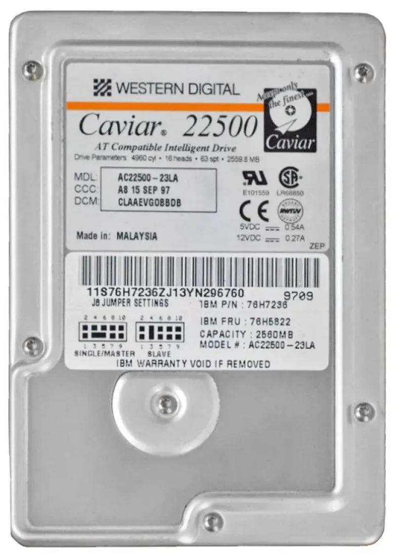 AC22500 - Western Digital Caviar 22500 2.5GB 5400RPM ATA-33 256KB Cache 3.5-inch Hard Drive