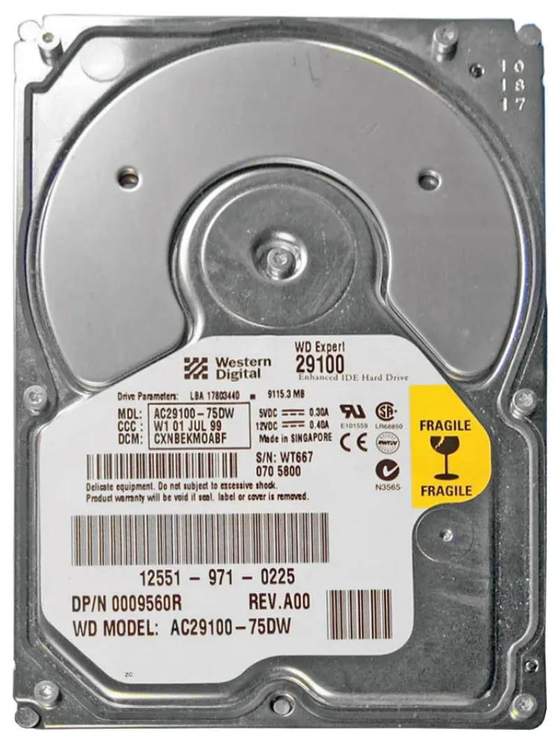 AC29100-75DW - Western Digital Expert 9.1GB 7200RPM ATA-66 2MB Cache 3.5-inch Hard Drive