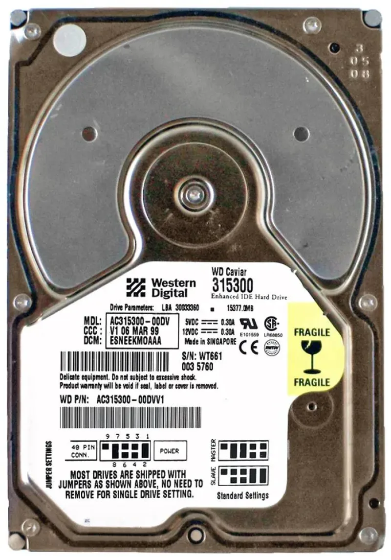 AC315300-00DV - Western Digital Caviar 315300 15.3GB 5400RPM ATA-66 2MB Cache 3.5-inch Hard Drive