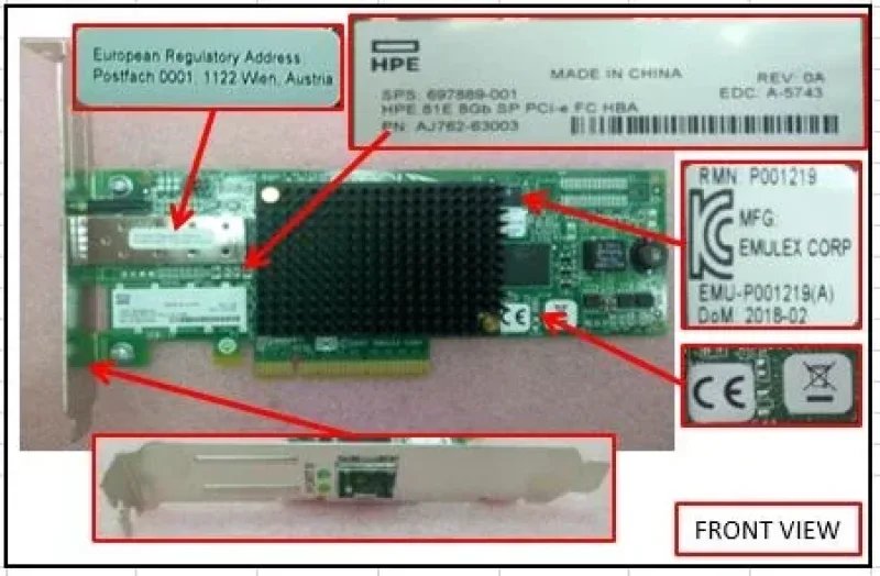 AJ762-6300X - HP StorageWorks 81E Single-Port Fibre Channel 8Gb/s Short Wave PCI-Express Host Bus Adapter