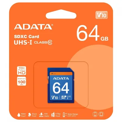 ASDX64GUICL10-R - ADATA Premier 64GB Class 10 SDXC UHS-I Flash Memory Card