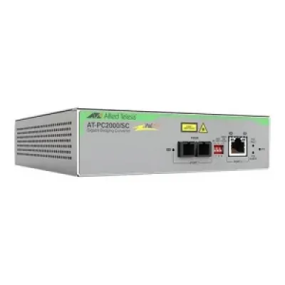 Allied AT-PC2000/SC-90 Telesis 1000T PoE+ to 1000SX SC Media Converter TAA
