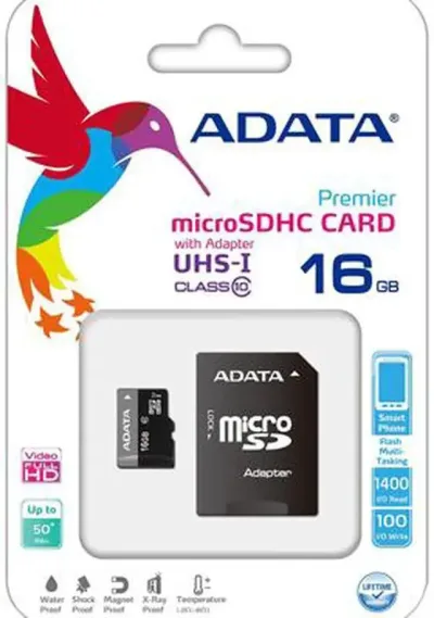 AUSDH16GUICL10-R - ADATA Premier 16GB Class 10 microSDHC UHS-I Flash Memory Card