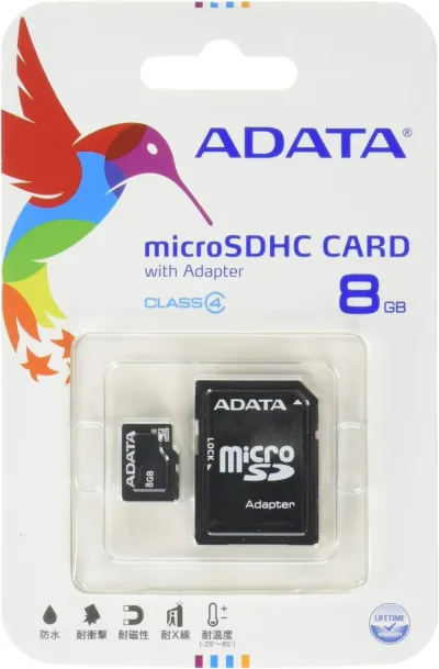 AUSDH8GCL4-R - ADATA 8GB Class 4 microSDHC Flash Memory Card