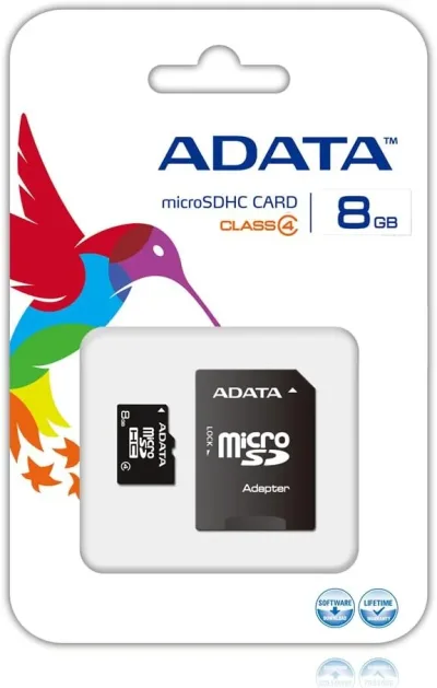 AUSDH8GCL4-RM3BKBL - ADATA 8GB Class 4 microSDHC Flash Memory Card