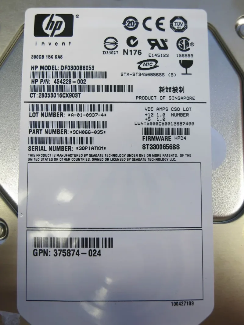 AY542A - HP 146GB 15000RPM SAS 3GB/s Hot-Pluggable Dual Port 3.5-inch Hard Drive