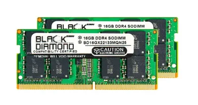 BD16GX22133MQN25 - Black Diamond 32GB Kit (2 x 16GB) DDR4-2133 MHz PC4-17000 non-ECC Unbuffered CL15 260-Pin SODIMM 1.2V 2Rx8 Memory Module