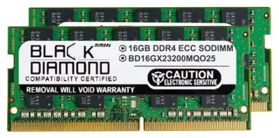 BD16GX23200MQO25 - Black Diamond 32GB Kit (2 x 16GB) DDR4-3200 MHz PC4-25600 non-ECC Unbuffered CL22 260-Pin SODIMM 1.2V 2Rx8 Memory Module