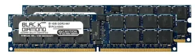 BD1GX2667MDR14 - Black Diamond 2GB Kit (2 x 1GB) DDR2-667 MHz PC2-5300 ECC CL5 240-pin RDIMM 1.8V 2Rx4 Memory Module