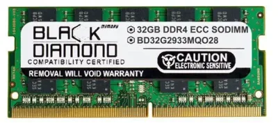 BD32G2933MQO28 - Black Diamond 32GB DDR4-2933 MHz PC4-23400 non-ECC Unbuffered CL21 260-Pin SODIMM 1.2V 2Rx8 Memory Module