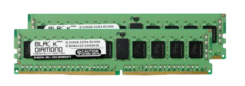 BD8GX22133MQR26 - Black Diamond 16GB Kit (2 x 8GB) DDR4-2133 MHz PC4-17000 ECC Registered CL15 288-Pin RDIMM 1.2V 1Rx4 Memory Module