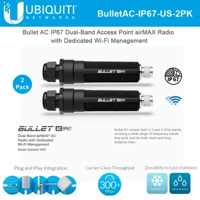 BULLETAC-IP67 - Ubiquiti airMAX Bullet AC Dual-Band IP67 Radio Wireless Access Point
