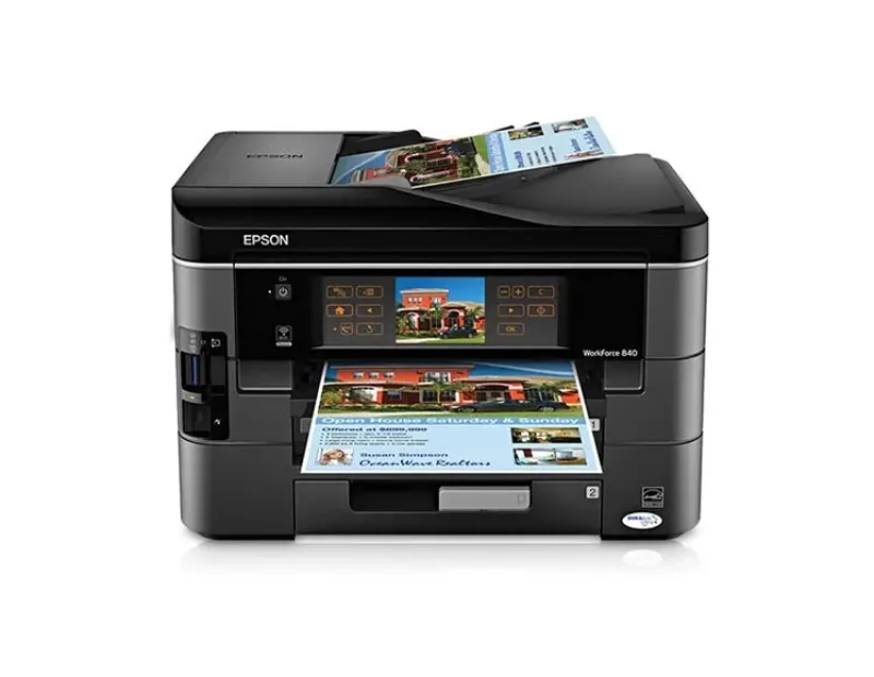 C11CA97201 - Epson WorkForce 840 (5760 x 1440) dpi 15ppm (Mono) / 9.3ppm (Color) 33.6Kbps Fax Modem 500-Sheets USB 2.0 Ethernet 10/100Mbps Wi-Fi 802.11bb