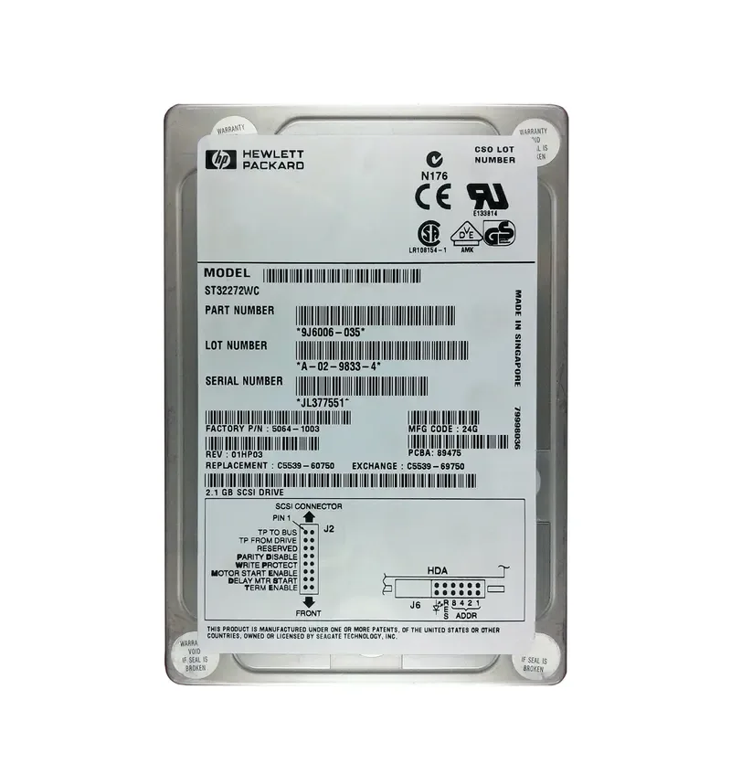C5539-69750 - HP 2.1GB 7200RPM Ultra Wide SCSI 3.5-inch Hard Drive