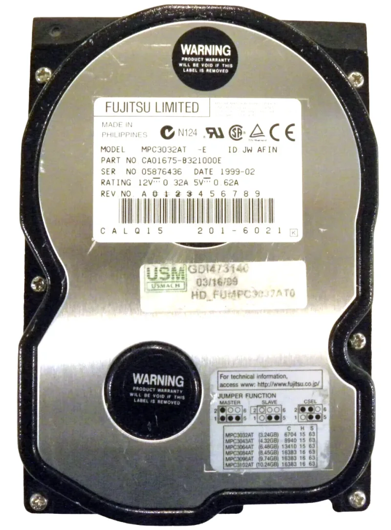 CA01602-B91800CL - Fujitsu Desktop 3.5GB 5400RPM ATA-33 128KB Cache 3.5-inch Hard Disk Drive