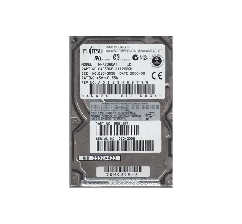 CA05366-B11200GW - Fujitsu Mobile 6GB 4200RPM ATA-66 512KB Cache 2.5-inch Hard Drive