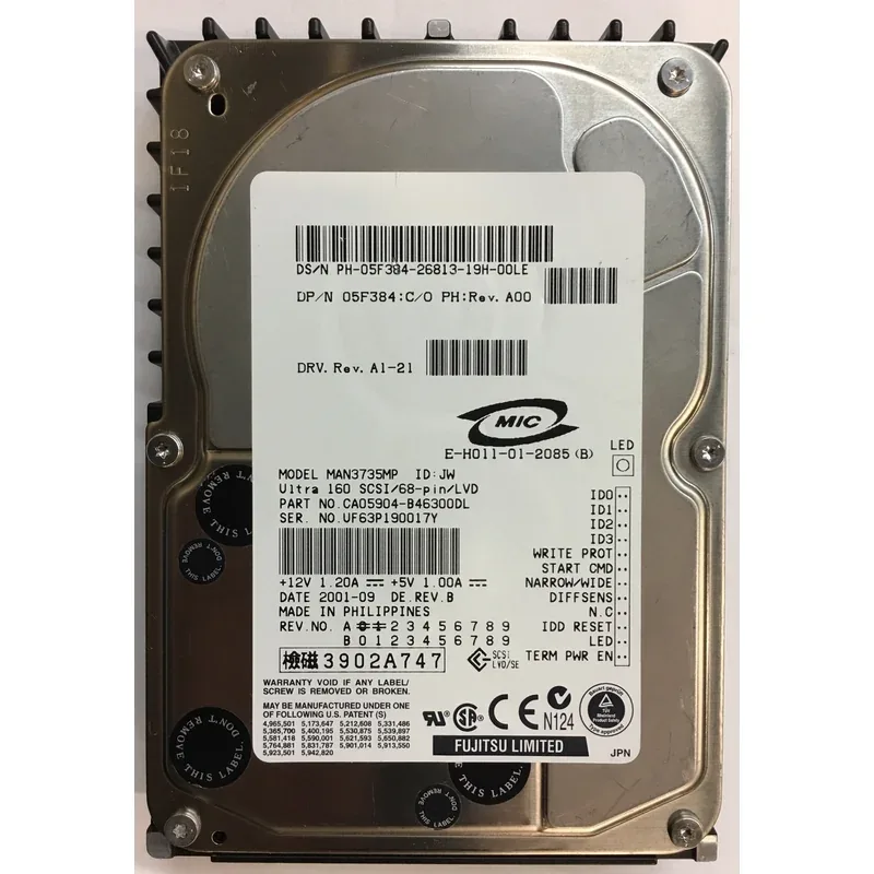 CA05904-B46300DL - Fujitsu Enterprise 73.5GB 10000RPM Ultra-160 SCSI 68-Pin 8MB Cache 3.5-inch Hard Disk Drive