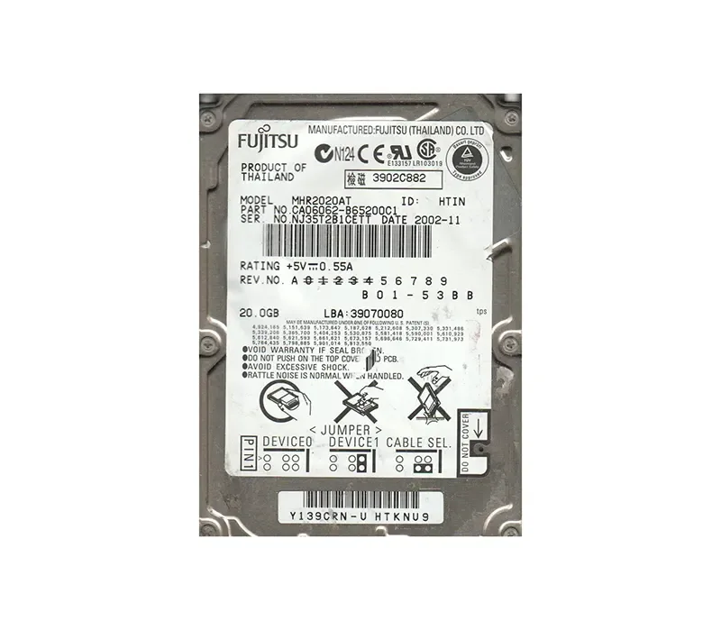 CA06062-B65200C1 - Fujitsu Mobile 20GB 4200RPM ATA-100 2MB Cache 2.5-inch Hard Drive