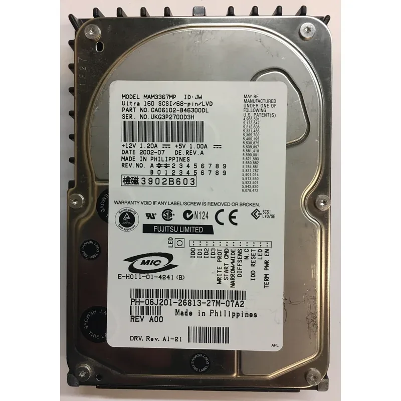 CA06102-B46300DL - Fujitsu Enterprise 36.7GB 15000RPM Ultra-160 SCSI 68-Pin LVD 8MB Cache 3.5-inch Hard Disk Drive