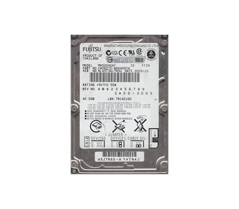 CA06272-B66400C4 - Fujitsu Mobile 40GB 4200RPM ATA-100 2MB Cache 2.5-inch Hard Drive