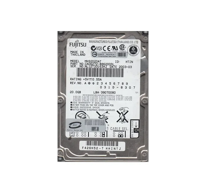 CA06272-B86200DL - Fujitsu Mobile 20GB 4200RPM ATA-100 2MB Cache 2.5-inch Hard Drive