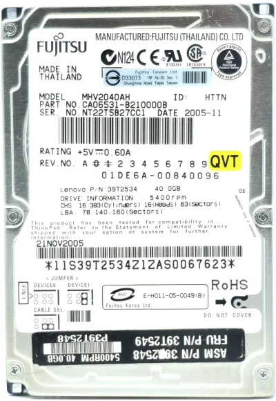 CA06531-B22000C - Fujitsu Mobile 40GB 5400RPM ATA-100 8MB Cache 2.5-inch Hard Drive