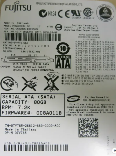 CA06531-B47400 - Fujitsu Mobile 80GB 5400RPM ATA-100 8MB Cache 2.5-inch Hard Drive
