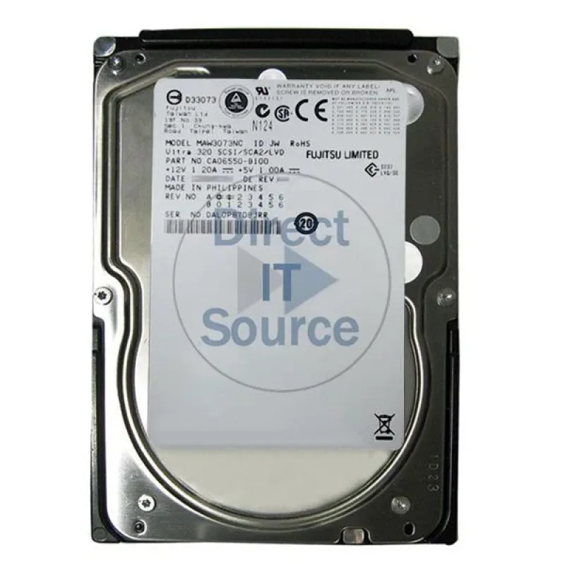 CA06550-B100 - Fujitsu Enterprise 73.5GB 10000RPM Ultra-320 SCSI 80-Pin 8MB Cache 3.5-inch Hard Disk Drive