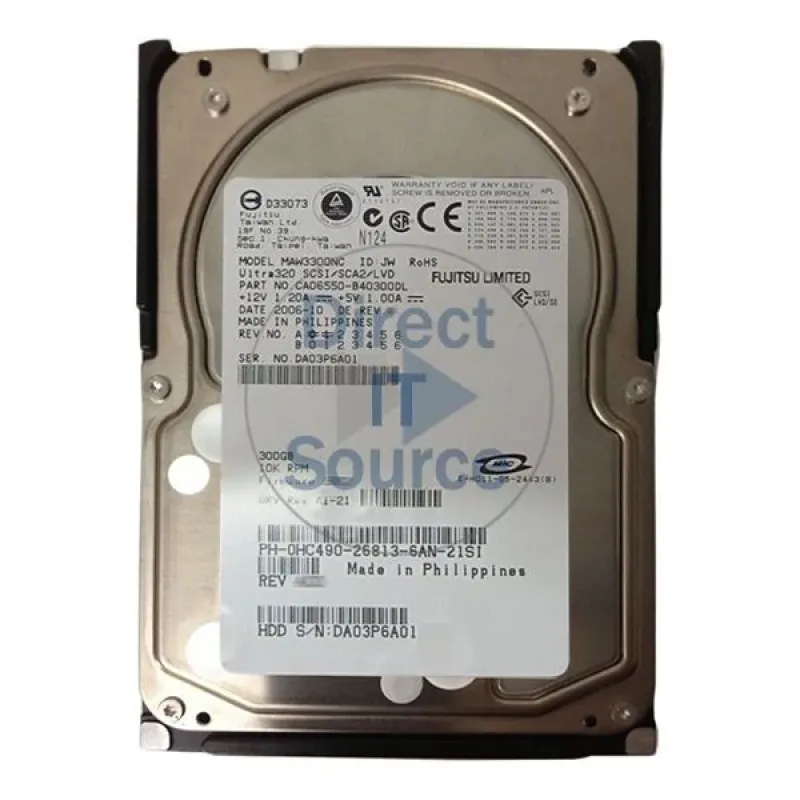 CA06550-B40300DL - Fujitsu Enterprise 300GB 10000RPM Ultra-320 SCSI 80-Pin 8MB Cache 3.5-inch Hard Disk Drive