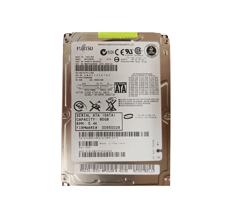 CA06672-B22400DL - Fujitsu Mobile 80GB 5400RPM SATA 1.5GB/s 8MB Cache 2.5-inch Hard Drive