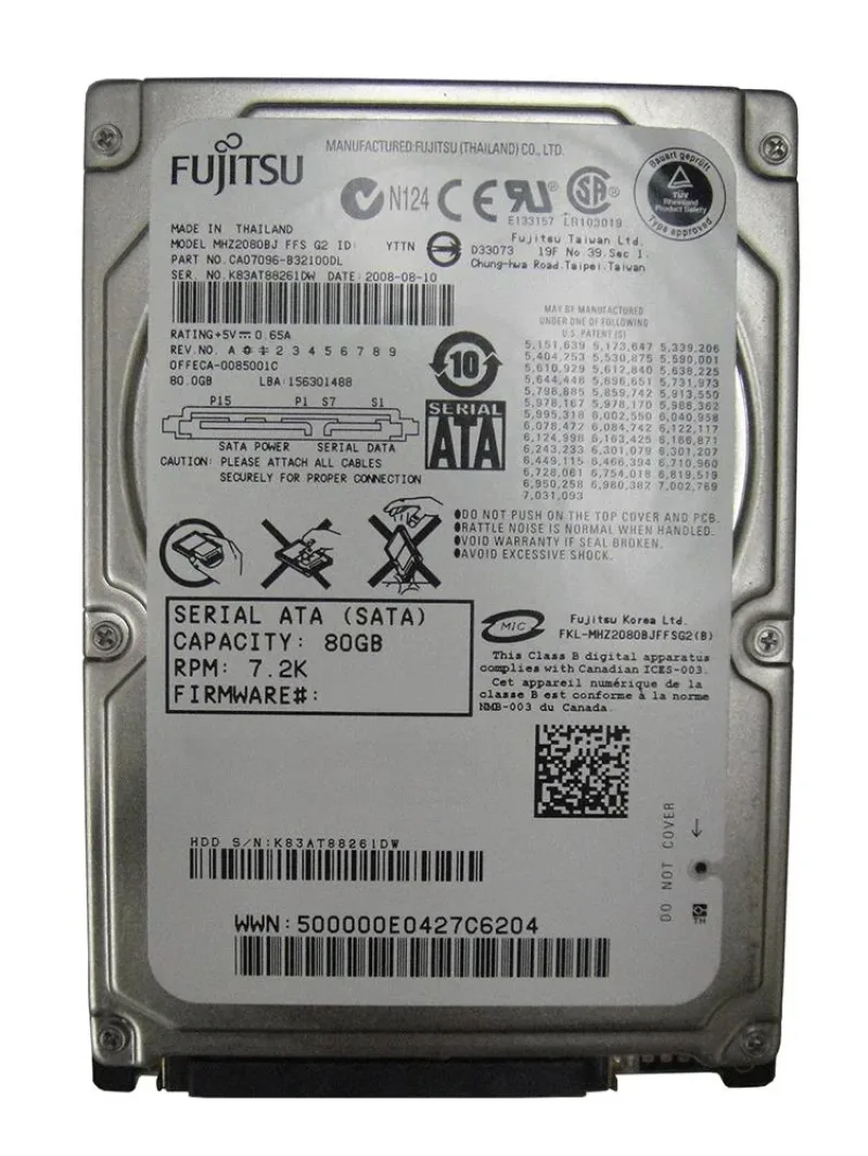 CA07096-B78500DL - Fujitsu Mobile 160GB 7200RPM SATA 3GB/s 16MB Cache 2.5-inch Internal Hard Disk Drive
