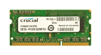 CT25664BF1339 - Crucial 2GB DDR3-1333MHz PC3-10600 non-ECC Unbuffered CL9 204-Pin SoDimm 1.35V Low Voltage Memory Module