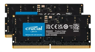 Crucial - CT2K16G48C40S5 32GB Kit (2 x 16GB) DDR5-4800MHz PC5-38400 non-ECC Unbuffered CL40 262-Pin SODIMM 1.1VDC Single Rank Memory Module