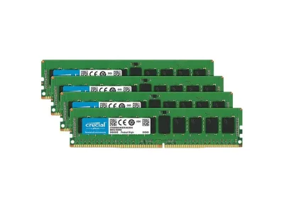 CT4K4G4WFS8266 - Crucial 16GB Kit (4 X 4GB) DDR4-2400MHz PC4-19200 ECC Unbuffered CL17 288-Pin DIMM 1.2V Single Rank Memory