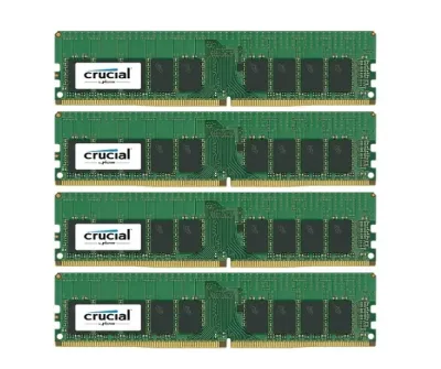 CT4K8G4WFS824A - Crucial Technology 32GB Kit (4 X 8GB) DDR4-2400MHz PC4-19200 ECC Unbuffered CL17 288-Pin DIMM 1.2V Single Rank Memory