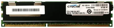 CT51272BB1339 - Crucial 4GB DDR3-1333MHz PC3-10600 ECC Registered CL9 240-Pin DIMM Dual Rank Memory Module