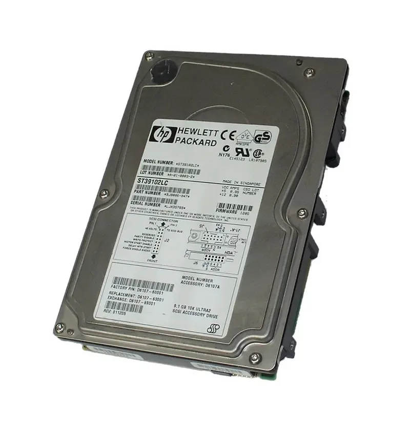D6107-69001 - HP 9.1GB 10000RPM Ultra-2 Wide SCSI Hot-Pluggable LVD 80-Pin 3.5-inch Hard Drive