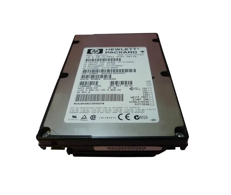 D7174-63000 - HP 18.2GB 7200RPM Ultra-2 Wide SCSI Hot-Pluggable LVD 80-Pin 3.5-inch Hard Drive