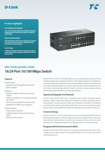 D-Link DES-1024D/E 24-Port x 10/100Base-TX Express EtherNetwork Switch